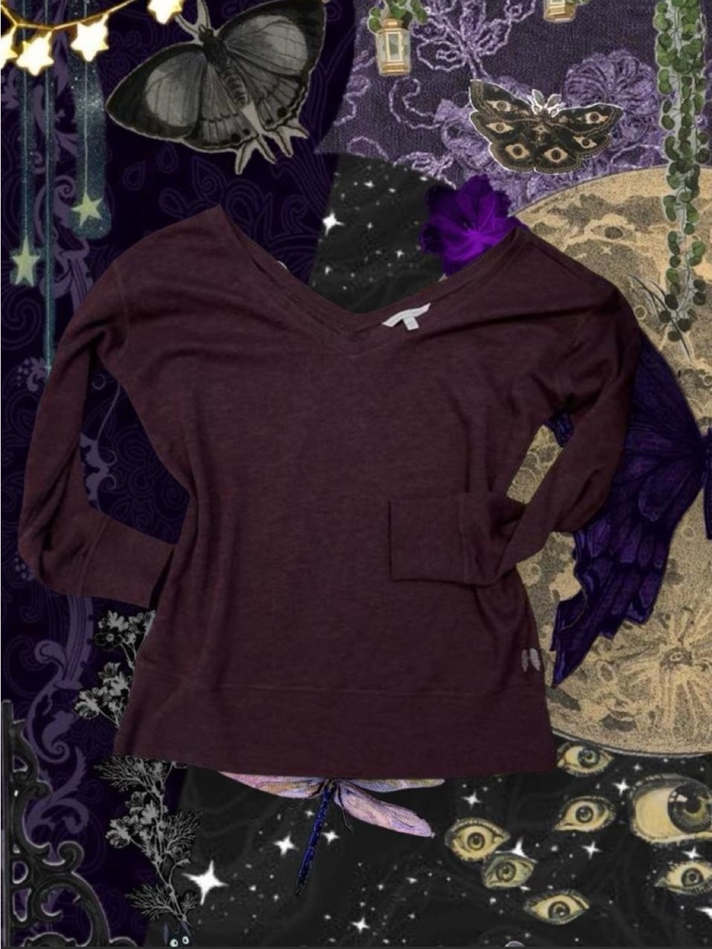 2000s Style Victoria’s Secret Plum Slouchy V-Neck Pullover Sweater Top 🪽